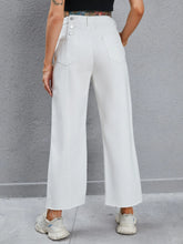 Stepped Waist Raw Cut Wide Leg Jeans